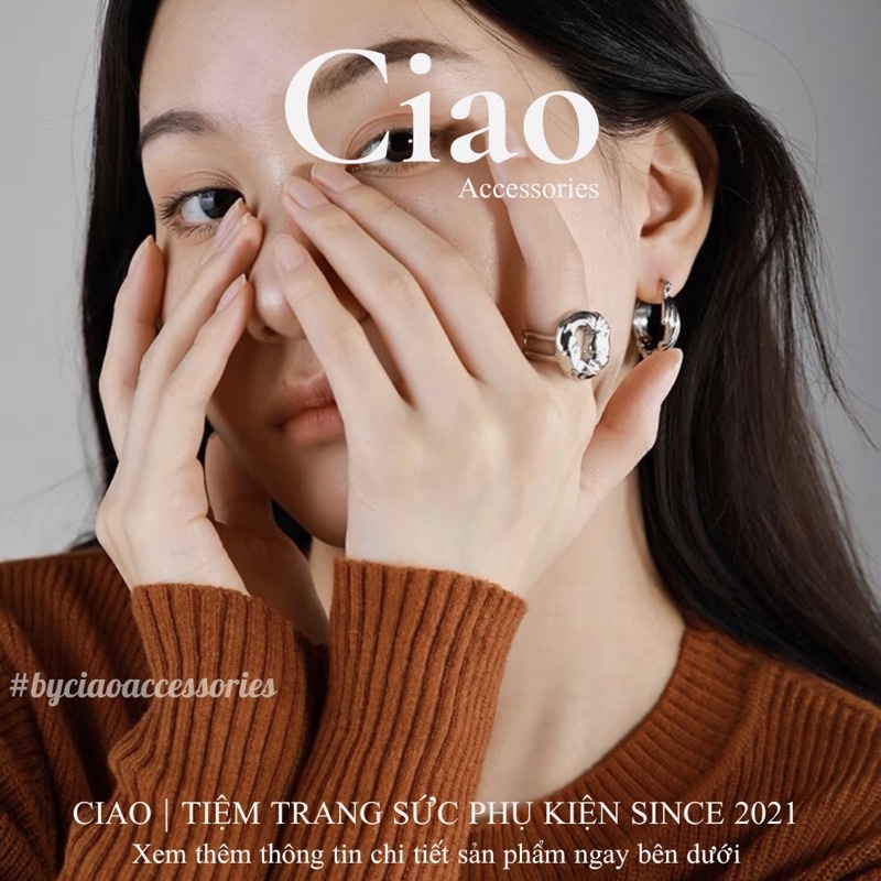 [HOẢ TỐC 1H] Nhẫn mạ bạc S925 thiết kế phong cách trendy bản to mới lạ mã 63 Ciao accessories