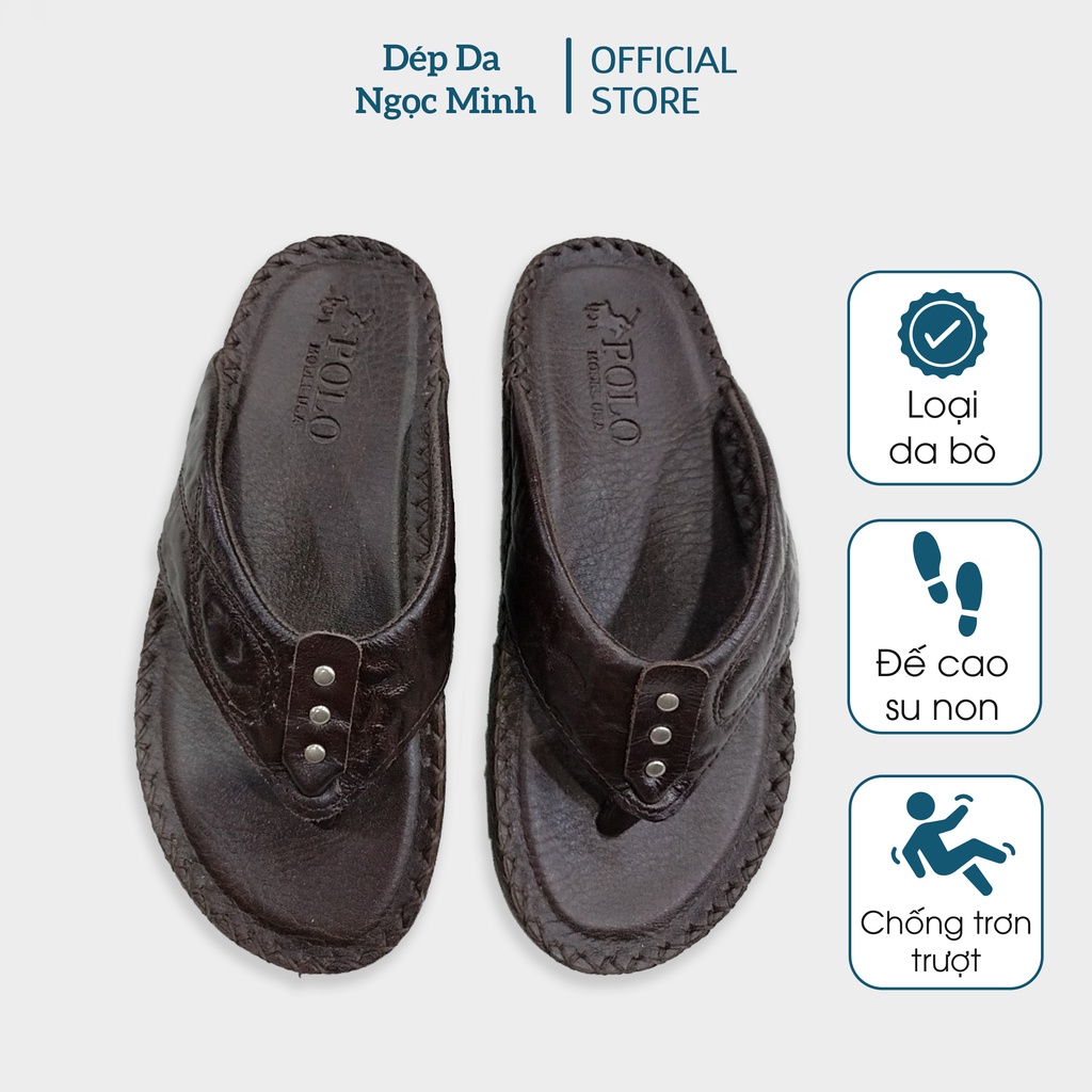 Dép xỏ ngón nam Ngọc Minh, dép kẹp nam quai da cá sấu cao cấp, đế may viền chắc chắn, chống trơn trượt MS 38