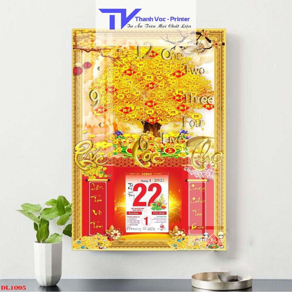 Lịch Tết Cây Đồng Tiền,Hoa Mai 2023 Nhiều Mẫu KT 40x60cm Độ Dày 10mm