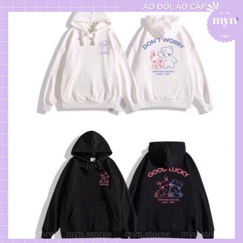 Áo Hoodie Nỉ Cặp Đôi, Bạn Thân Hình Gấu Nhỏ Dễ Thương, Áo Hoodie Nỉ Dày Dặn Form Rộng Siêu Đẹp Nam Nữ Đủ Size