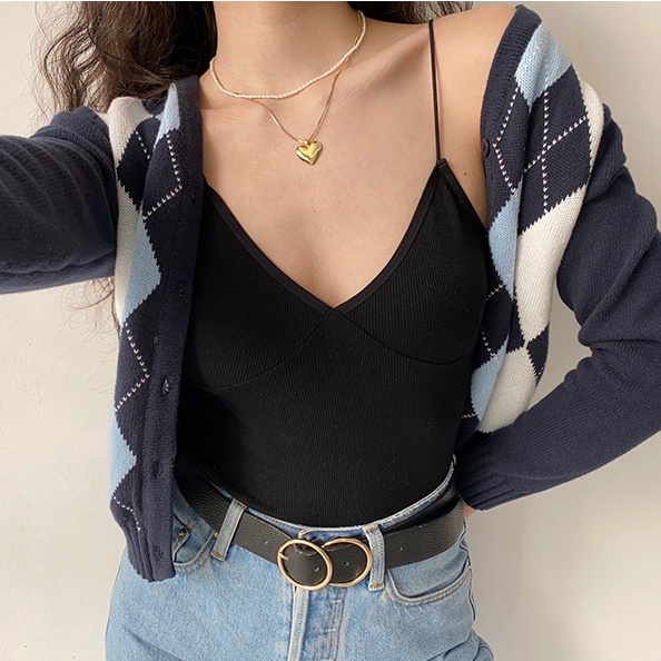 Áo khoác cardigan ZHELIHANGFEI dệt kim tay dài cổ chữ v lưng cao phong cách retro Mỹ