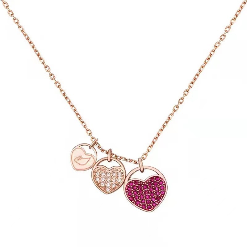 Dây Chuyền Mặt Hình Trái Tim Pha Lê Swarovski Phong Cách Mới Lãng Mạn Cho Nữ