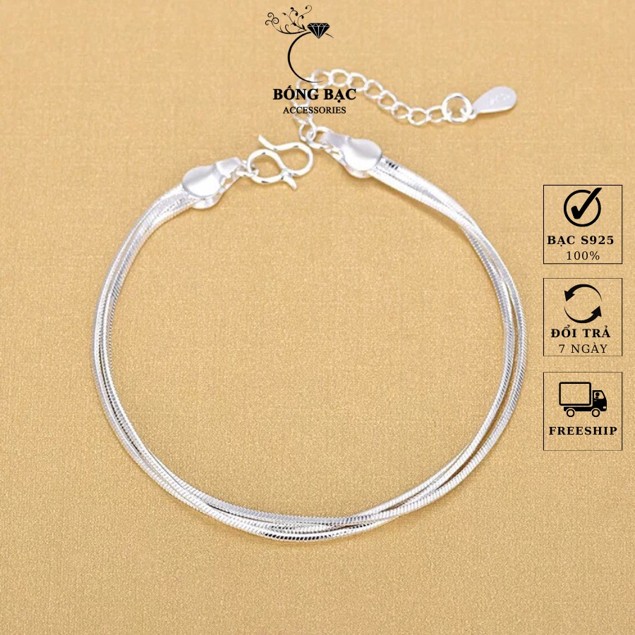 Lắc Chân Bạc Nữ 3 Dây Sợi Mỳ Chất Liệu Bạc Ý LCB05