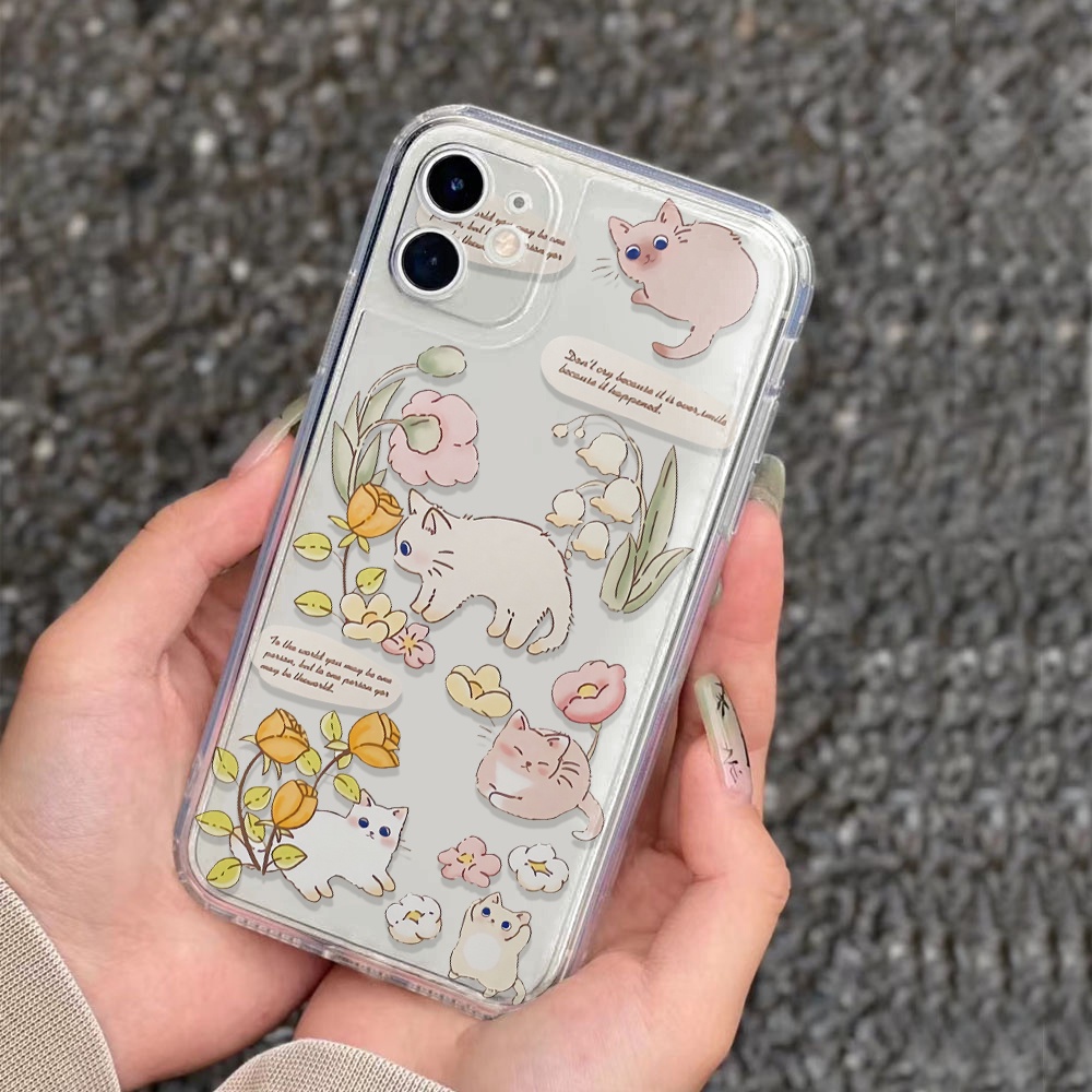 Ốp Điện Thoại Trong Suốt Hình Mèo Dễ Thương Cho iphone 14 pro Max 11 13 12 7Plus X XS Max