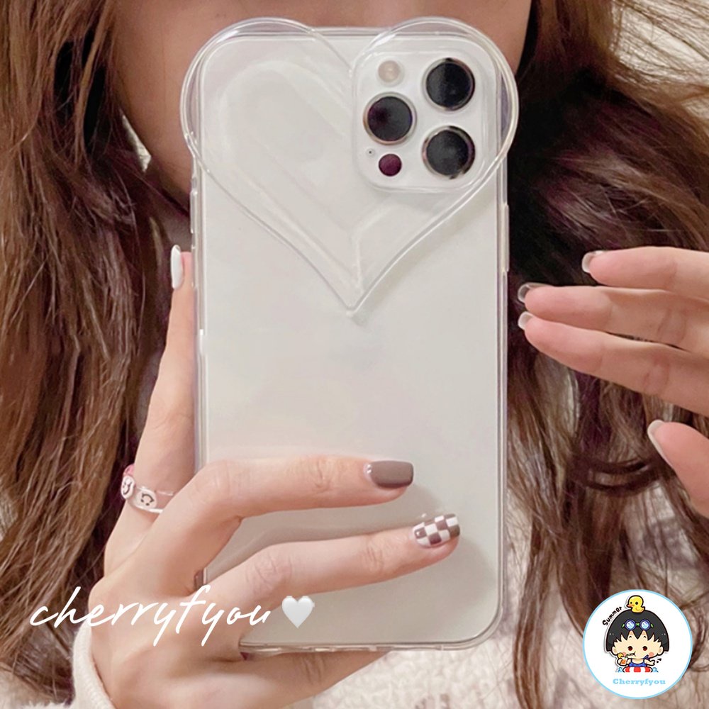Ốp lưng iPhone Thoại TPU Mềm Trong Suốt Chống Bụi Chống Rơi Họa Tiết Trái Tim Cho IPhone 11 12 13 14 Pro Max 14 Plus