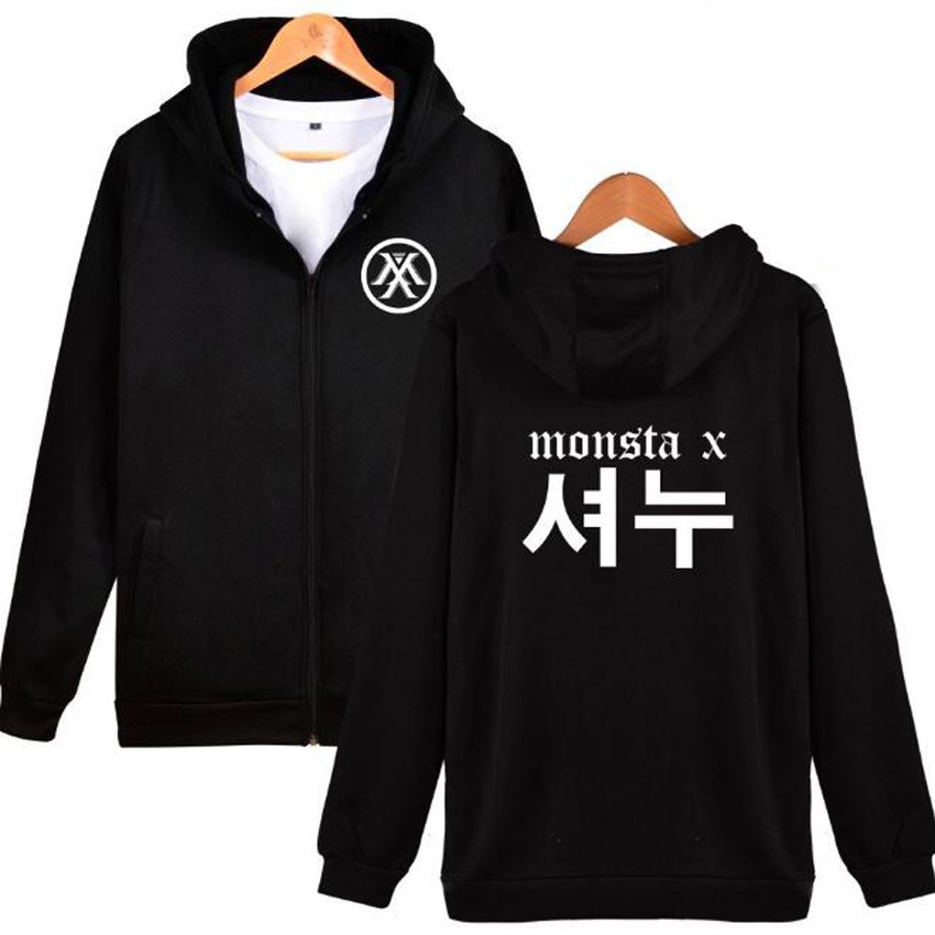 Áo Khoác Có Nón Và Khóa Kéo In Hình Nhóm Nhạc KPOP Monsta X Wonho YOOKIHYUN I.M JOOHEON Mi Eunhyuk