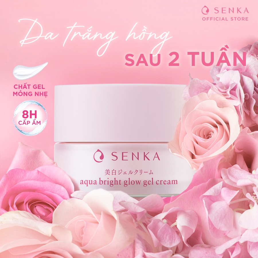 Kem đêm dưỡng trắng hồng - mờ thâm sạm Senka Aqua Bright Glow Gel Cream 50g - Gcode 70407