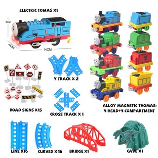 Bộ 61 món đồ chơi đường ray xe lửa thomas and friends bằng hợp kim nam châm điện tử cho bé