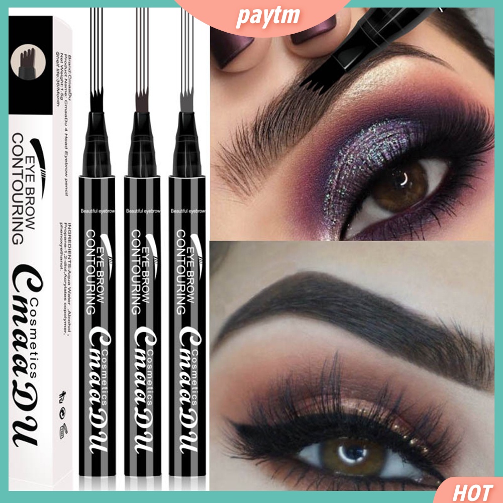 (PTM) Bút kẻ lông mày dạng phẩy sợi CmaaDu chống nước đầu bút phân thành 4 ngạnh độc đáo