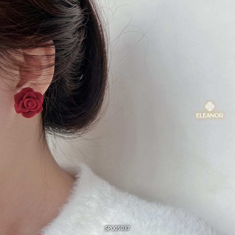 Bông tai nữ chuôi bạc 925 Eleanor Accessories hình hoa hồng xinh xắn phụ kiện trang sức thanh lịch