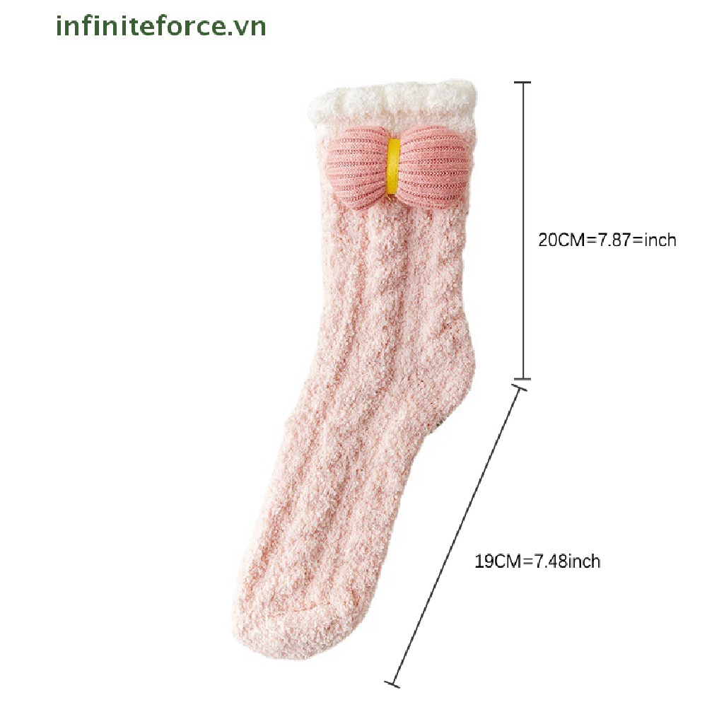 1 Đôi Tất Lông Cừu San Hô Dày Giữ Ấm Họa Tiết Hoạt Hình Dễ Thương