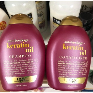 Dầu gội và dầu xả Ogx Keratin Oil anti-breakage 385ml