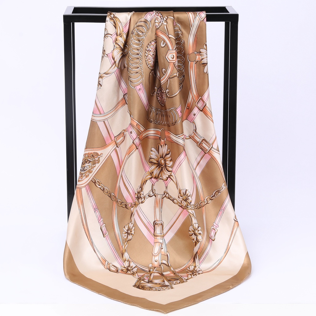 Khăn Vuông 90CM (35.4inch) Bằng Lụa Satin Thời Trang Cho Phụ Nữ Hồi Giáo WJ1001-87