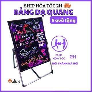 [Ship hỏa tốc] Bảng Led huỳnh quang, bảng viết dạ quang, kích thước 60x80cm, 70x90cm tặng full phụ kiện, bút dạ quang