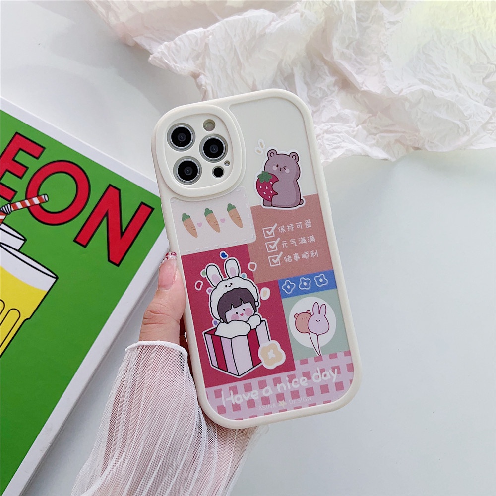 Ốp Điện Thoại Dẻo Màu Hồng Họa Tiết Cô Gái Dễ Thương Cho iPhone 14 Pro Max 14 Plus 13 Pro Max