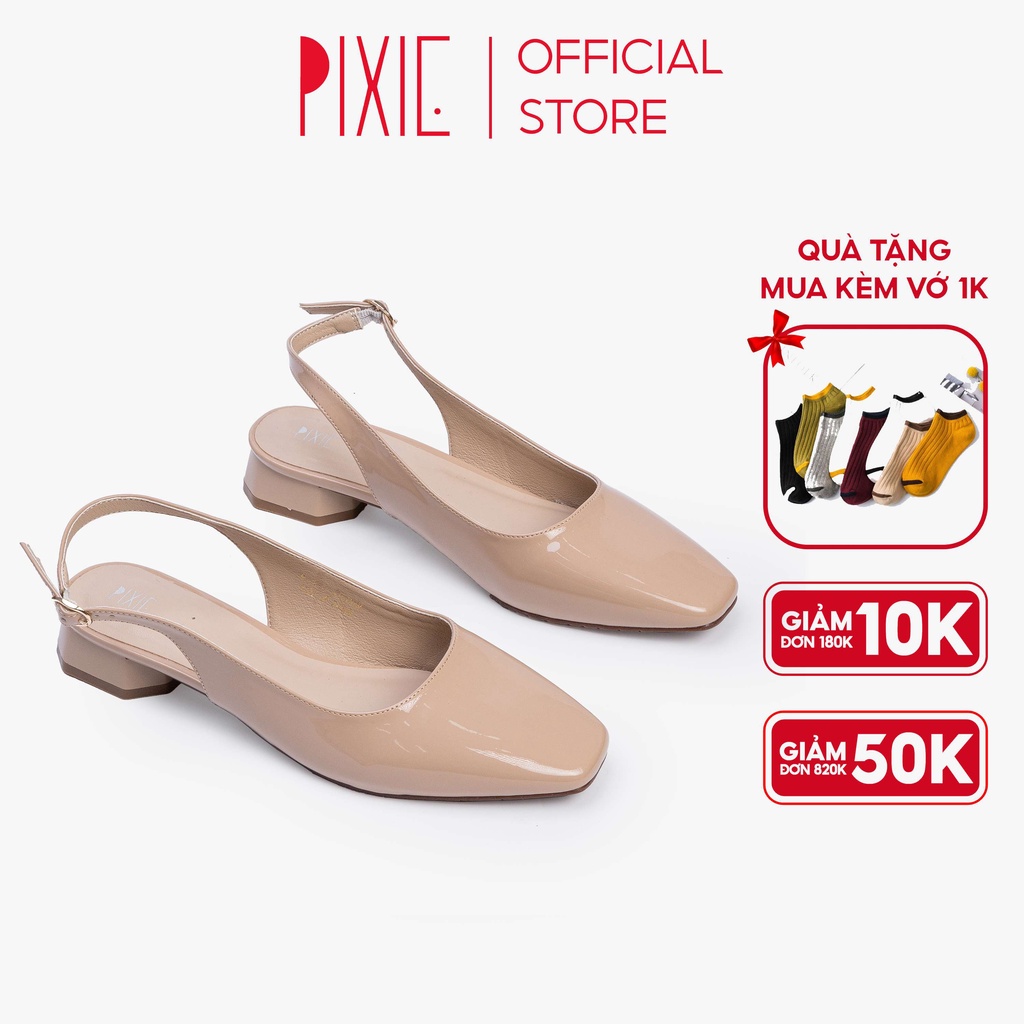 Giày Cao Gót 3cm SlingBack Da Bóng Pixie H044