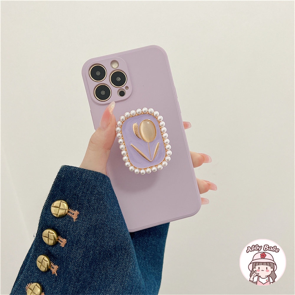 Ốp Điện Thoại TPU Mềm Chống Mồ Hôi Có Giá Đỡ Hình Hoa Tulip Cho IPhone 14 Pro Max 11 7Plus 13 12 11 Pro Max X XS