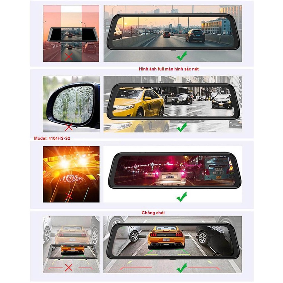 CAMERA HÀNH TRÌNH GƯƠNG X10R CẢNH BÁO DẪN ĐƯỜNG GIẢI TRÍ ANDROI