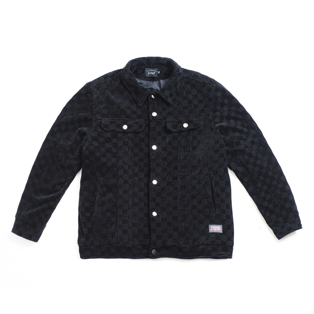 Áo khoác thu đông nam nữ hoạ tiết caro dáng rộng có khuy màu đen phong cách retro 90s hiphop - IPWT Coduroy Caro Jacket