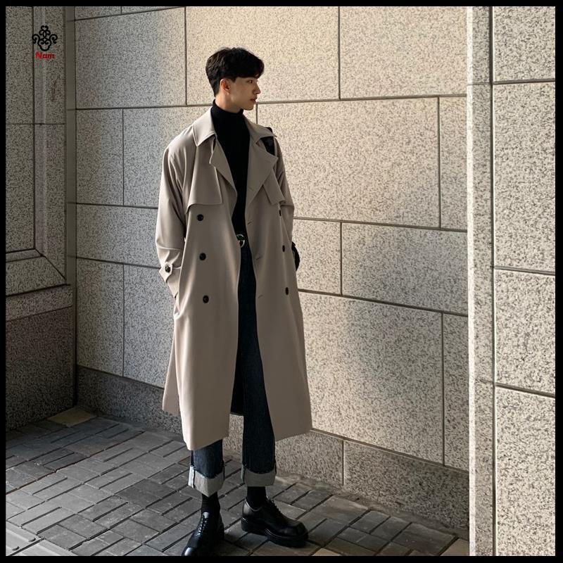 Chất lượng cao O kho C Áo Khoác Blazer nam Dáng Dài Qua Gối Hai Hàng Nút Cài Kiểu Nhật Bản Thời Trang Mùa Thu