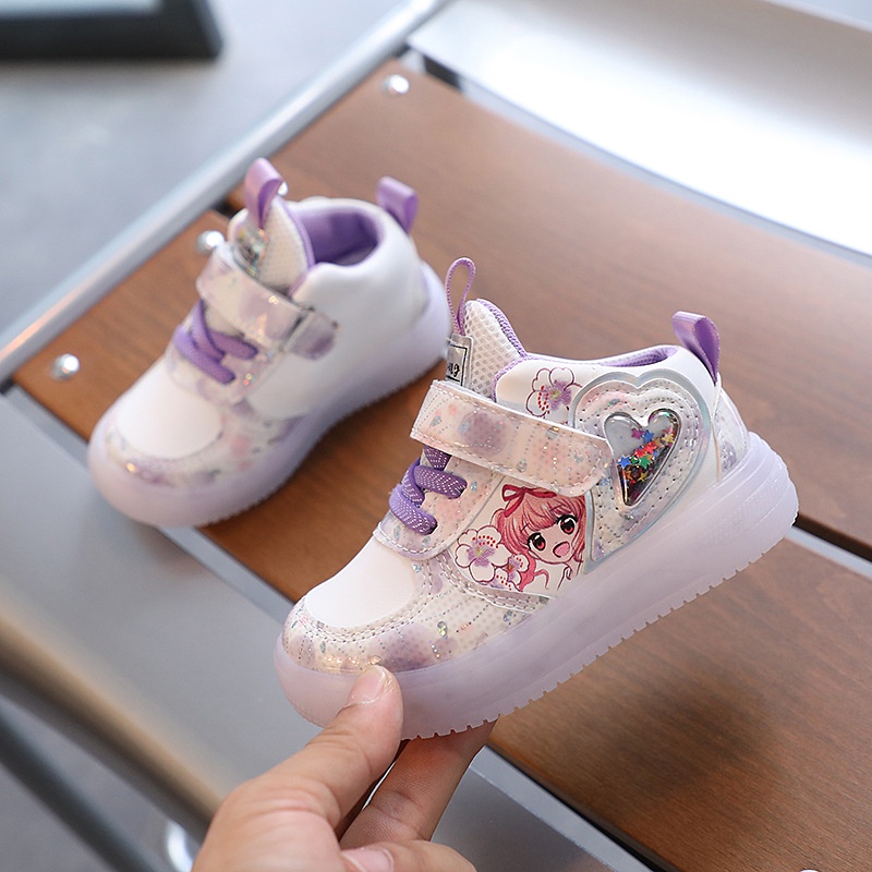 Planet Giày Vải Canvas Đế Mềm Màu Phản Quang Tự Động Dễ Thương Cho Bé Gái Từ 1-6 Tuổi