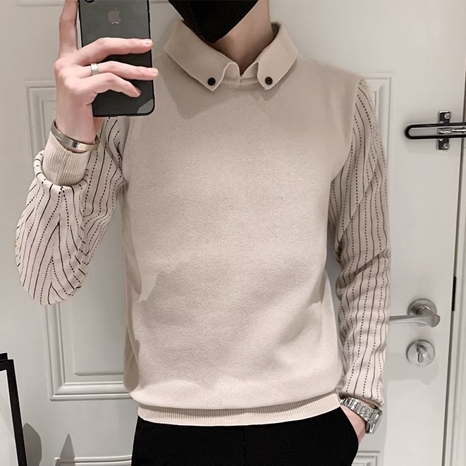 Áo Len Nam Dài Tay Cổ Bẻ Thời Trang Hàn Size M-3XL