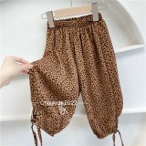 Set bé gái, bộ đồ bé gái gồm áo sơ mi trắng và quần da báo