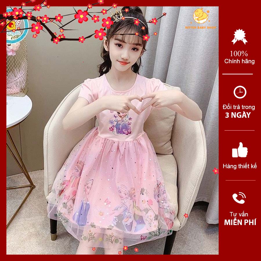 Váy Trung Thu cho bé Công Chúa ELSA bồng xoè xinh xắn Đầm công chúa bé gái đính hạt lấp lánh 1 2 3 4 5 6 tuổi