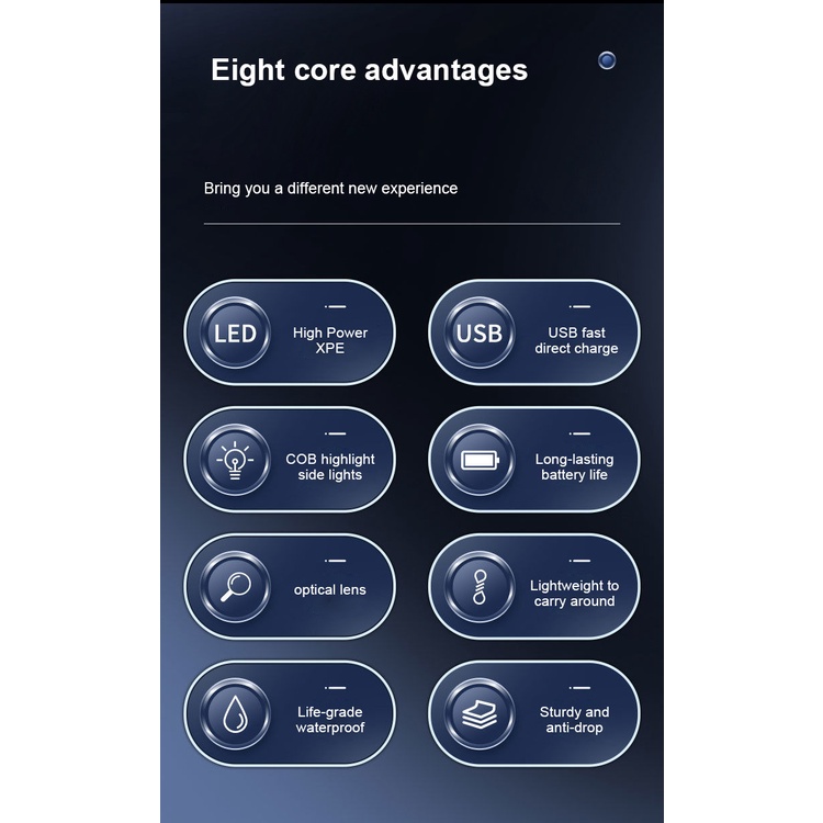 Đèn Pin Mini 9 Bóng Led Bằng Nhôm Siêu Sáng Kèm Sạc USB Tiện Dụng Mang Theo Du Lịch