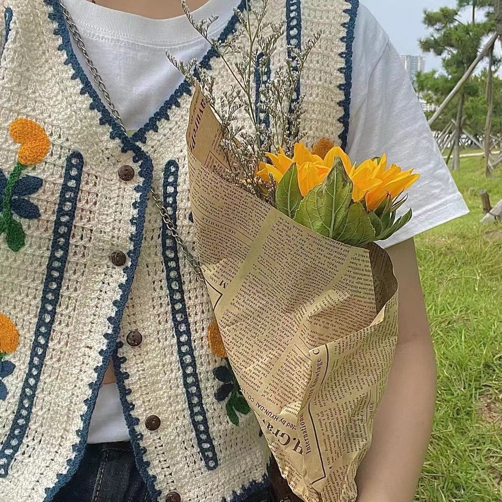 Áo gile hoa màu vàng vinatge cực dễ thương năng động cho nàng