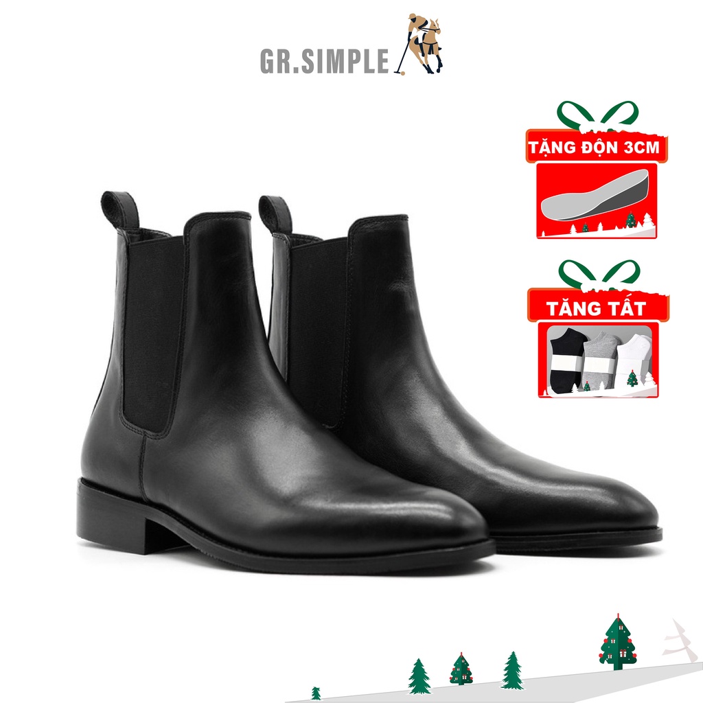 Giày Boots Nam Da Bò Cao Cấp, Bảo Hành 24 Tháng, Tăng Chiều Cao Grayhomme ( GRSIMPLE 2005 )