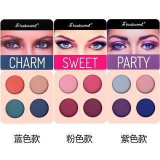 Hàng sẵn sàng#四色眼影 bảng phấn mắt bốn màu sắc tông màu đất xanh dương rượu vang đỏ yiwu