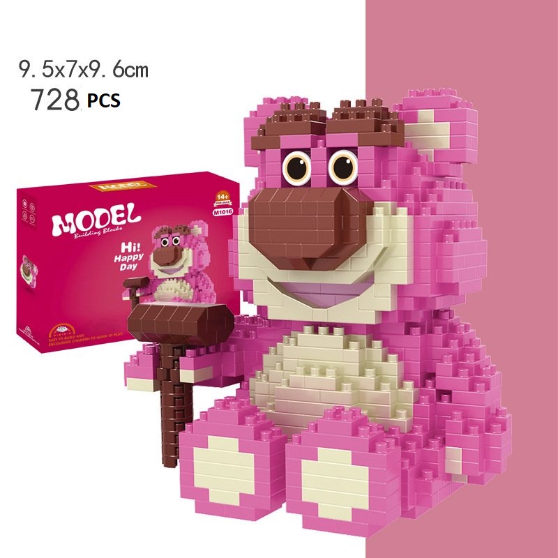 Bộ Đồ Chơi Lắp Ráp Mini Gấu Dâu hoạt hình Dễ Thương Chuẩn Màu