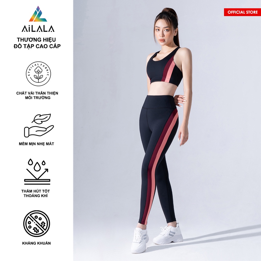 Bộ quần áo thể thao Yoga Gym nữ AiLALA LUX50, áo bra kèm đệm, quần lưng cao, chất liệu kháng khuẩn, thoáng khí