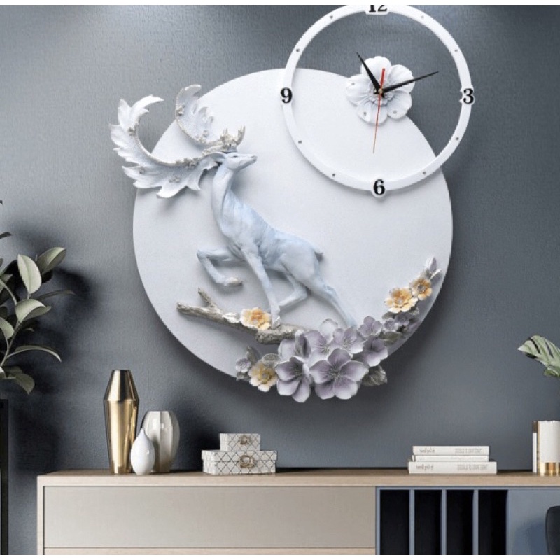 Đồng hồ trang trí hình ảnh hươu , Đồng hồ treo tường, Đồng hồ Decor,Quà tặng tân gia, trang trí phòng khách, Quà tặng