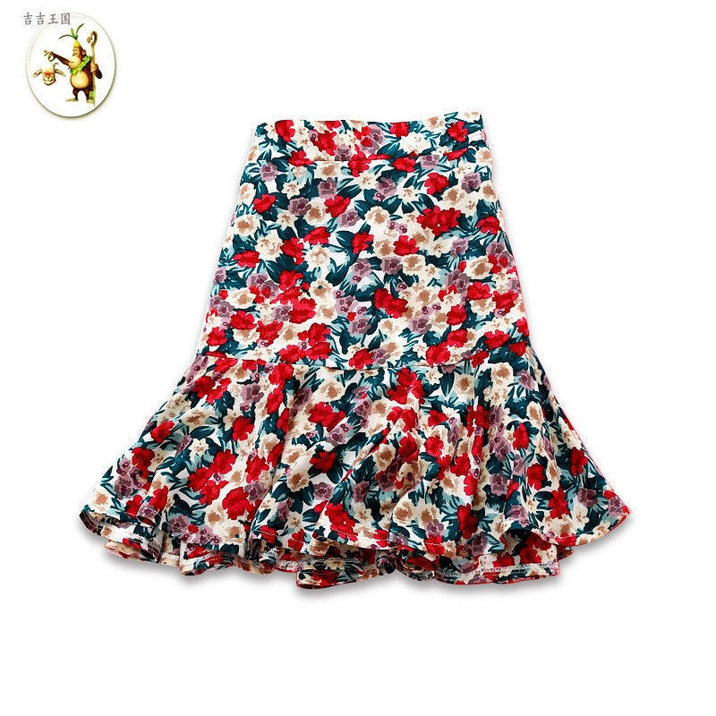 Chân Váy Đuôi Cá Chữ A Lưng Cao Họa Tiết Hoa Cúc Xinh Xắn Thời Trang Cho Nữ