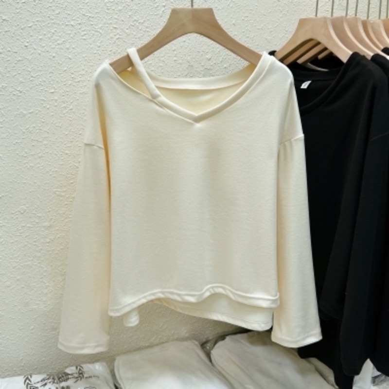 Áo Thun Nữ Dài Tay Cổ Chữ v Thời Trang Hàn