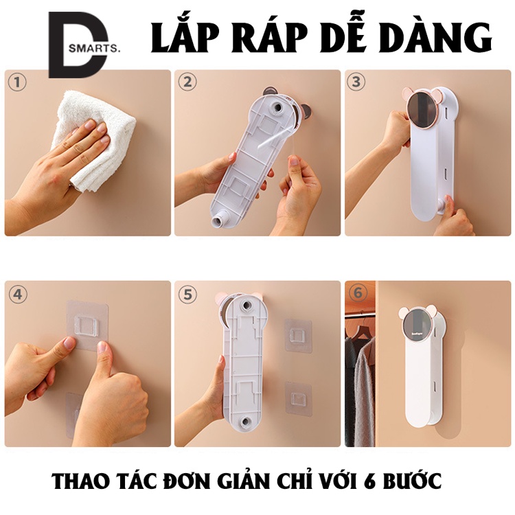 Giá treo móc quần áo dán tường tặng kèm miếng dán chịu lực