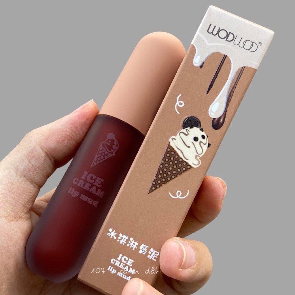 Son kem WodWod Ice Cream siêu lì mướt môi mềm mịn như nhung chống nước cao cấp