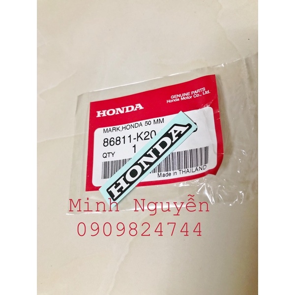 Tem chữ honda 50mm dán đuôi dè biển số vario 2015-2017