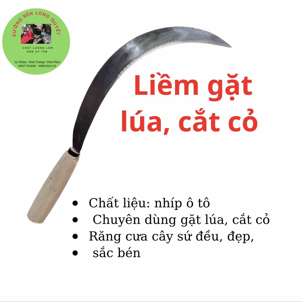 Liềm gặt lúa cắt cỏ phát cỏ loại thép tốt  có răng cưa Dao liềm Lý Nhân
