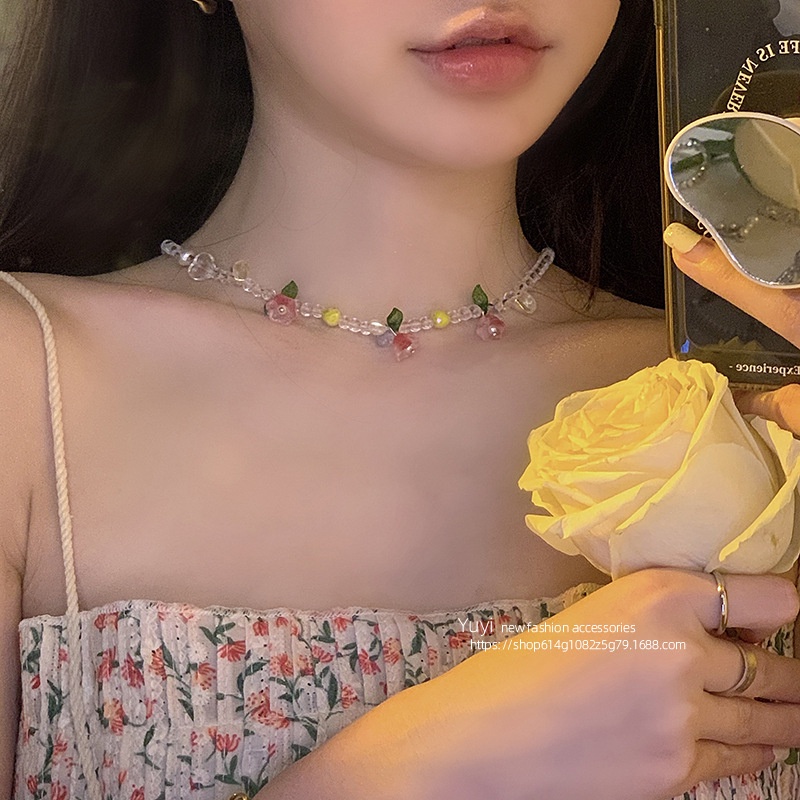 Vòng cổ Mặt Hoa Đính Đá Xinh Xắn Cho Nữ