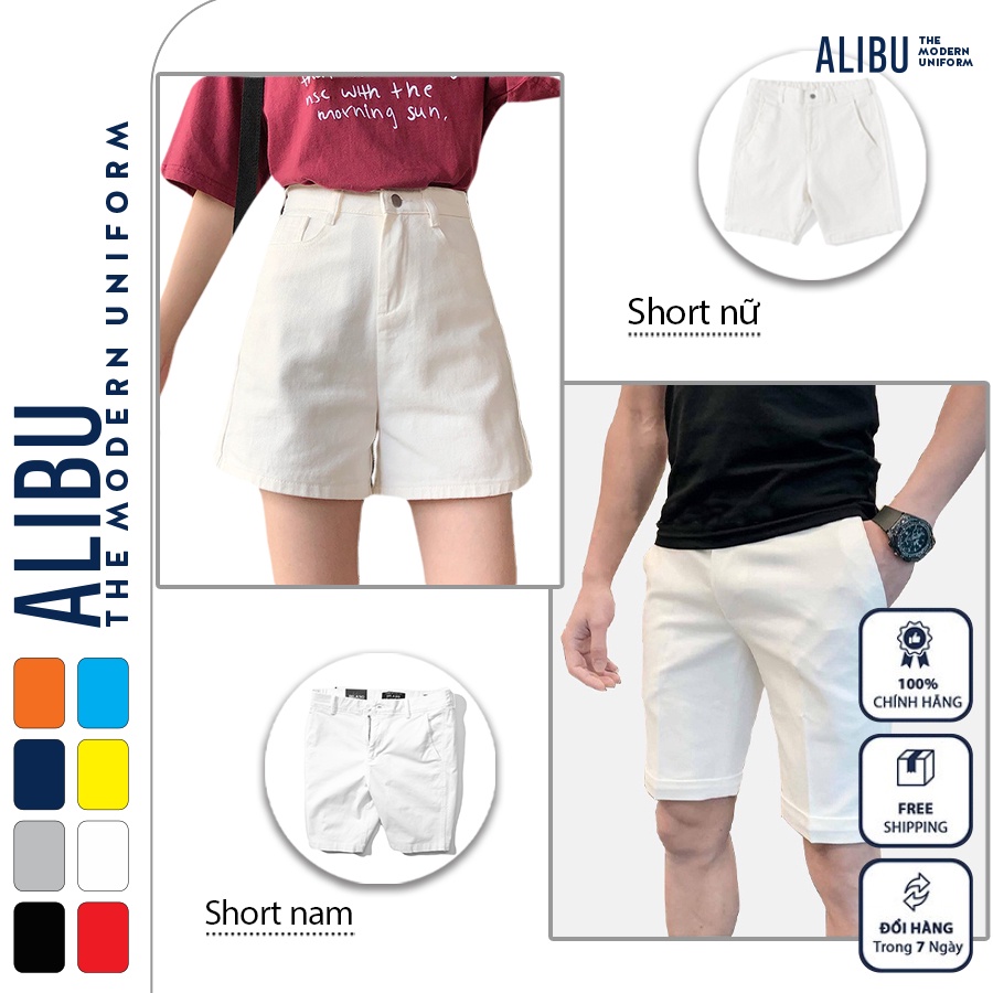 [Mã BMLT35 giảm đến 35K đơn 99K] Quần short kaki đôi nam nữ đi biển cao cấp vải kaki form thời trang dạo phố hè - ALIBU