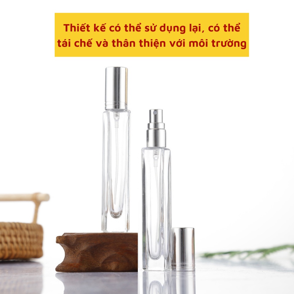 Lọ chiết nước hoa 10ml mini chất liệu thuỷ tinh dày dặn nhỏ gọn dễ bỏ túi mang theo đi học đi làm
