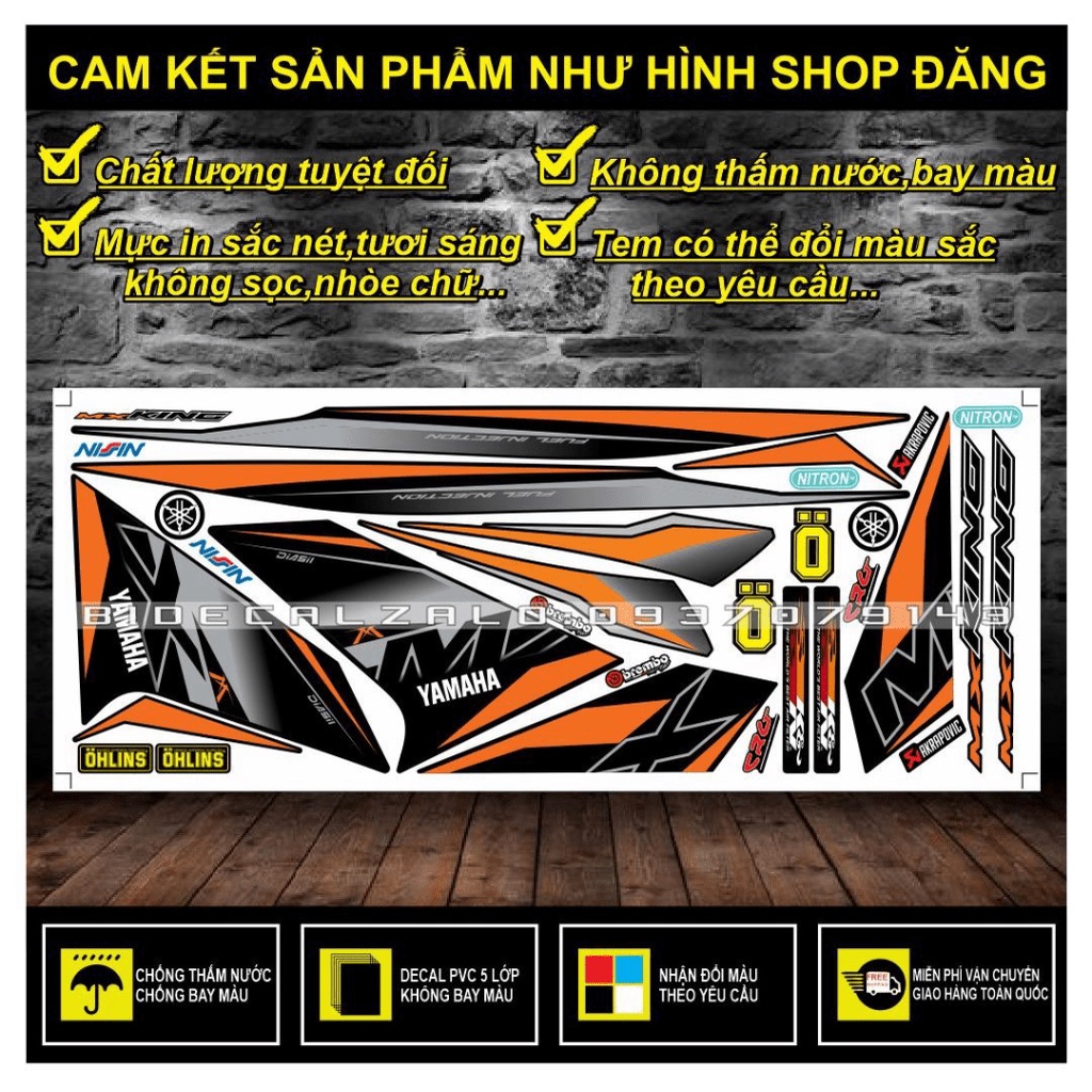 TEM RỜI EXCITER 150 MX KING PHỐI CAM ĐEN -