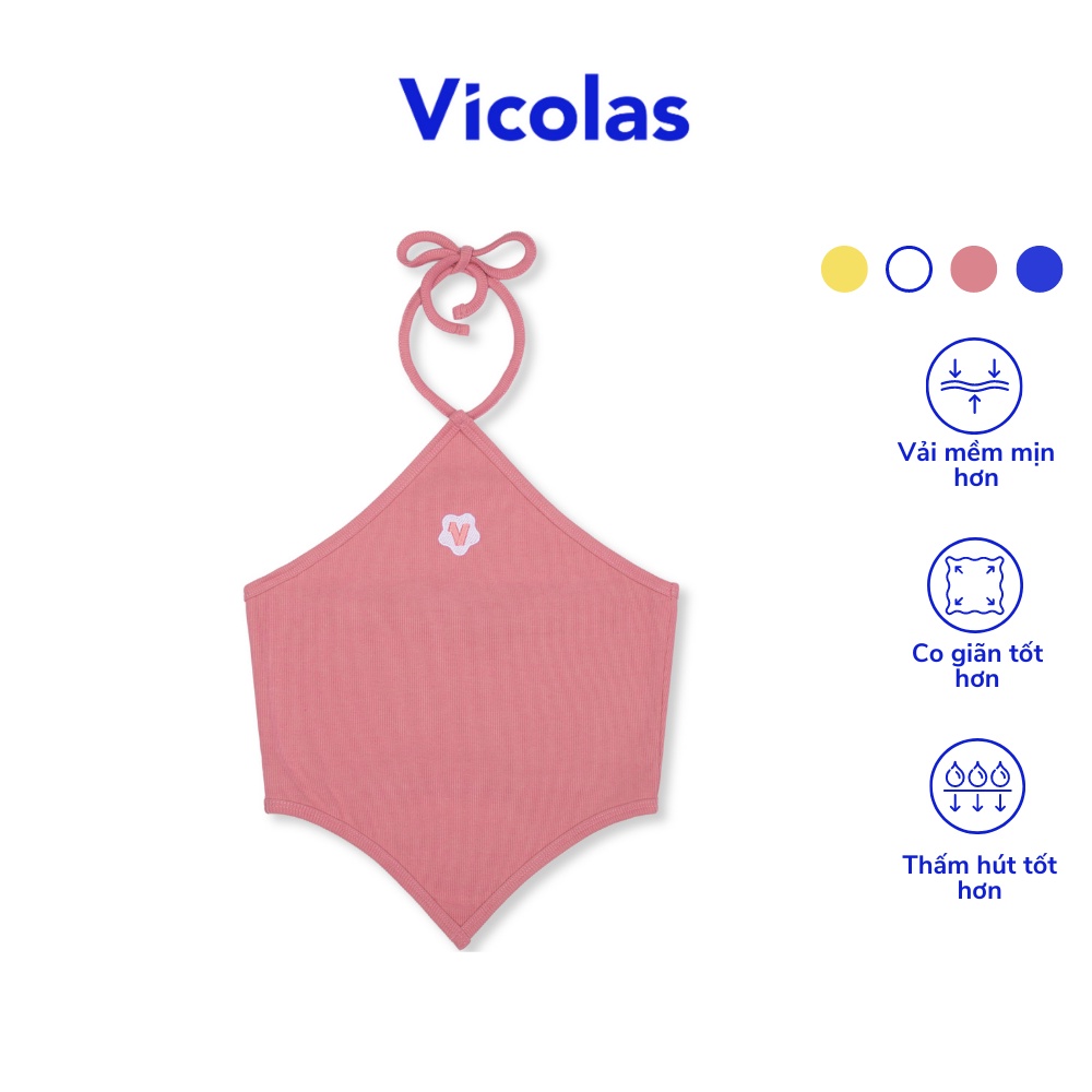 Áo croptop cổ yếm nữ Vicolas cột dây chất contton thun gân - VICOLAS YẾM