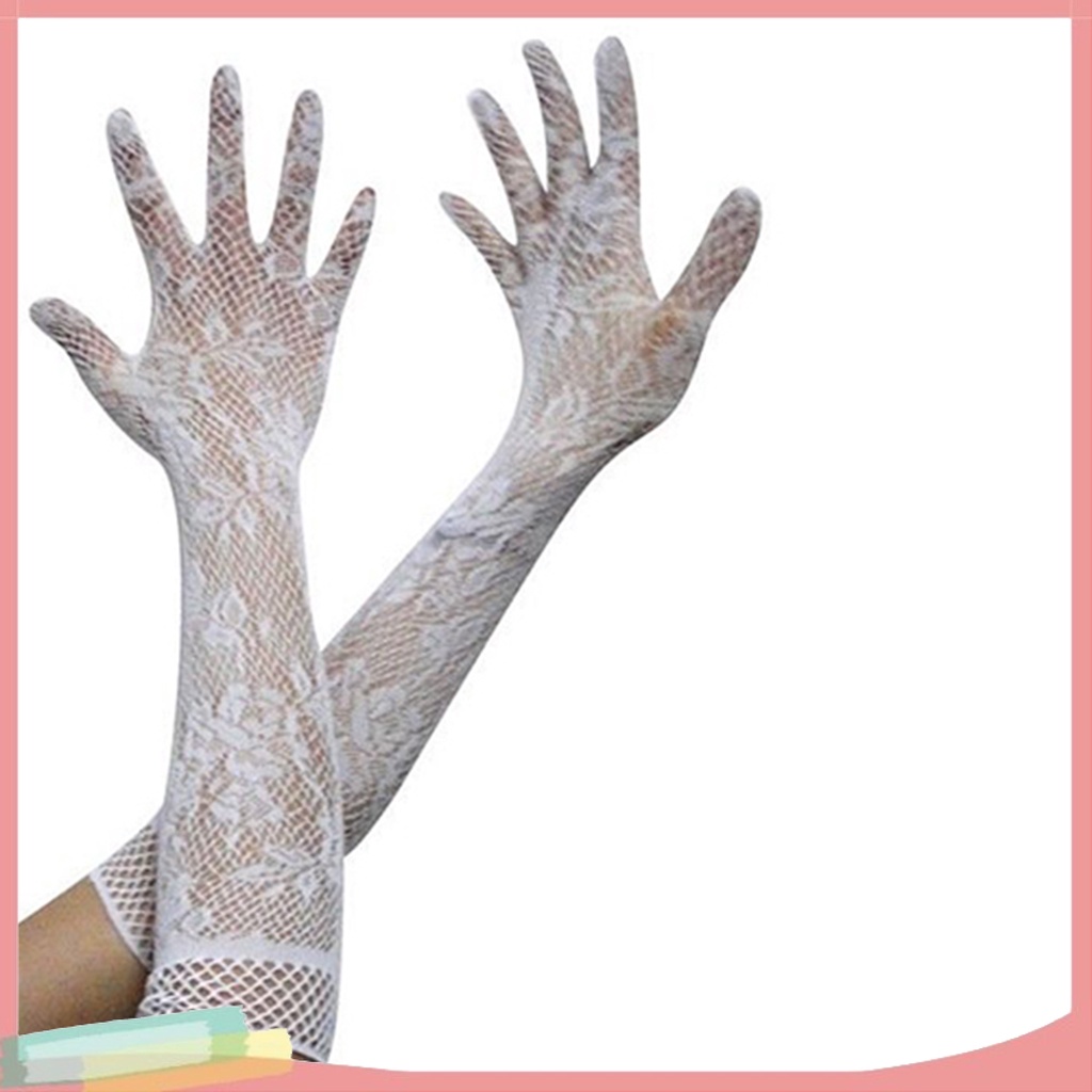 Găng tay dài phối dài lưới rỗng quyến rũ
