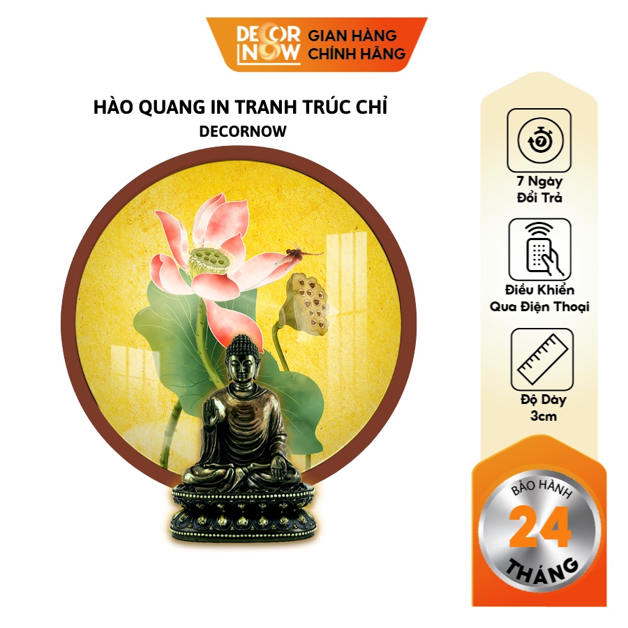 Đèn Hào Quang Phật In Tranh Trúc Chỉ DECORNOW 30,40 cm, Trang Trí Ban Thờ, Hào Quang Trúc Chỉ MÀU DCN-TC38