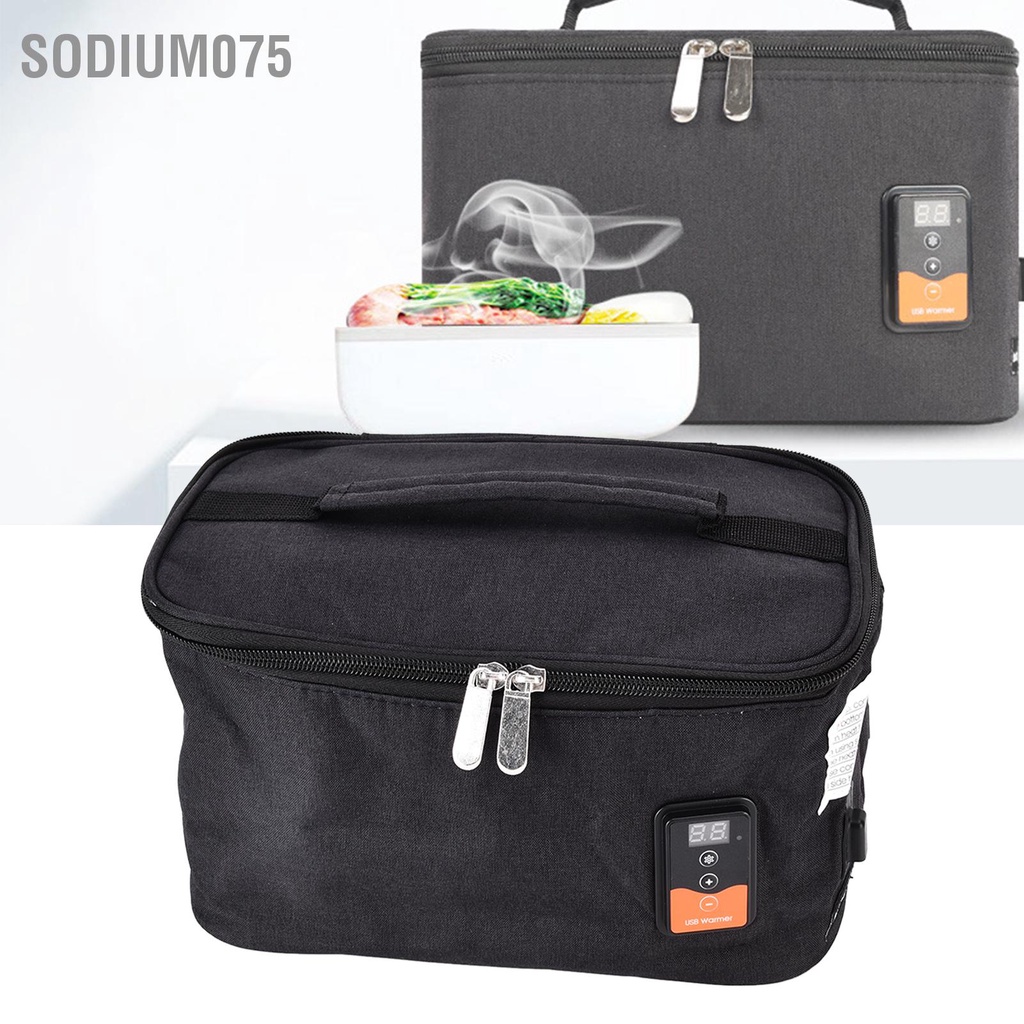 Sodium075 Túi đựng đồ ăn trưa di động Hình vuông màu đen Hộp hâm nóng thức làm nhanh dã ngoại cho du lịch cắm trại