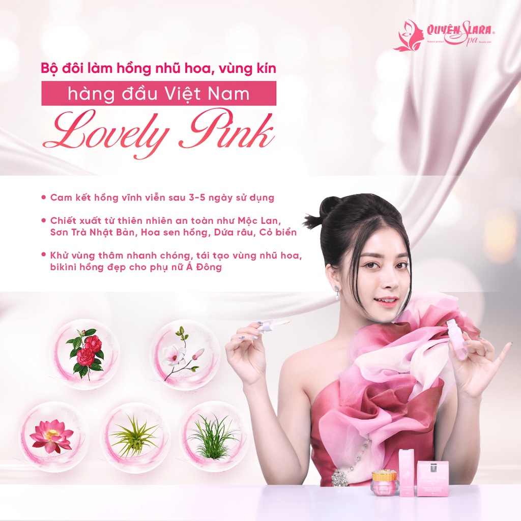 Kem Làm Hồng Nhũ Hoa & Vùng Kín LOVELY PINK Quyên Lara | Net 20 Gram - Hàng Chính Hãng